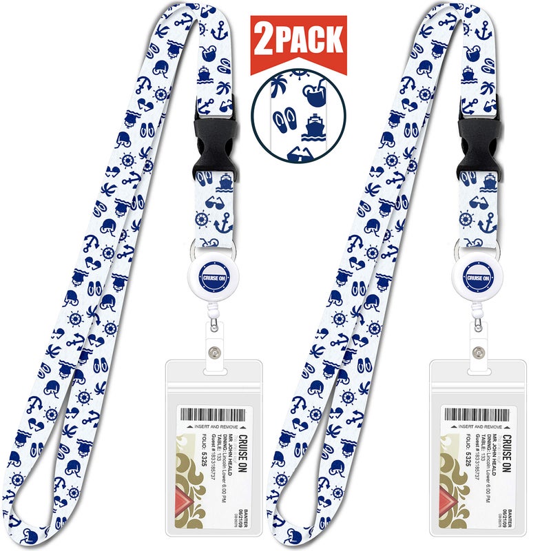 Cruise On Cruise Lanyard for Ship Cards â€“ 2-Pack Retractable Badge & Waterproof Key Card Holder for Ship Cards â€“ Cruise Essentials 2026-2027, Perfect for Travel & Vacation (White & Navy) - Image 5